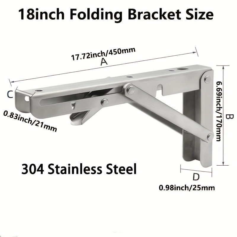 Folding Shelf Brackets Heavy Duty Stainless Steel Collapsible Wall