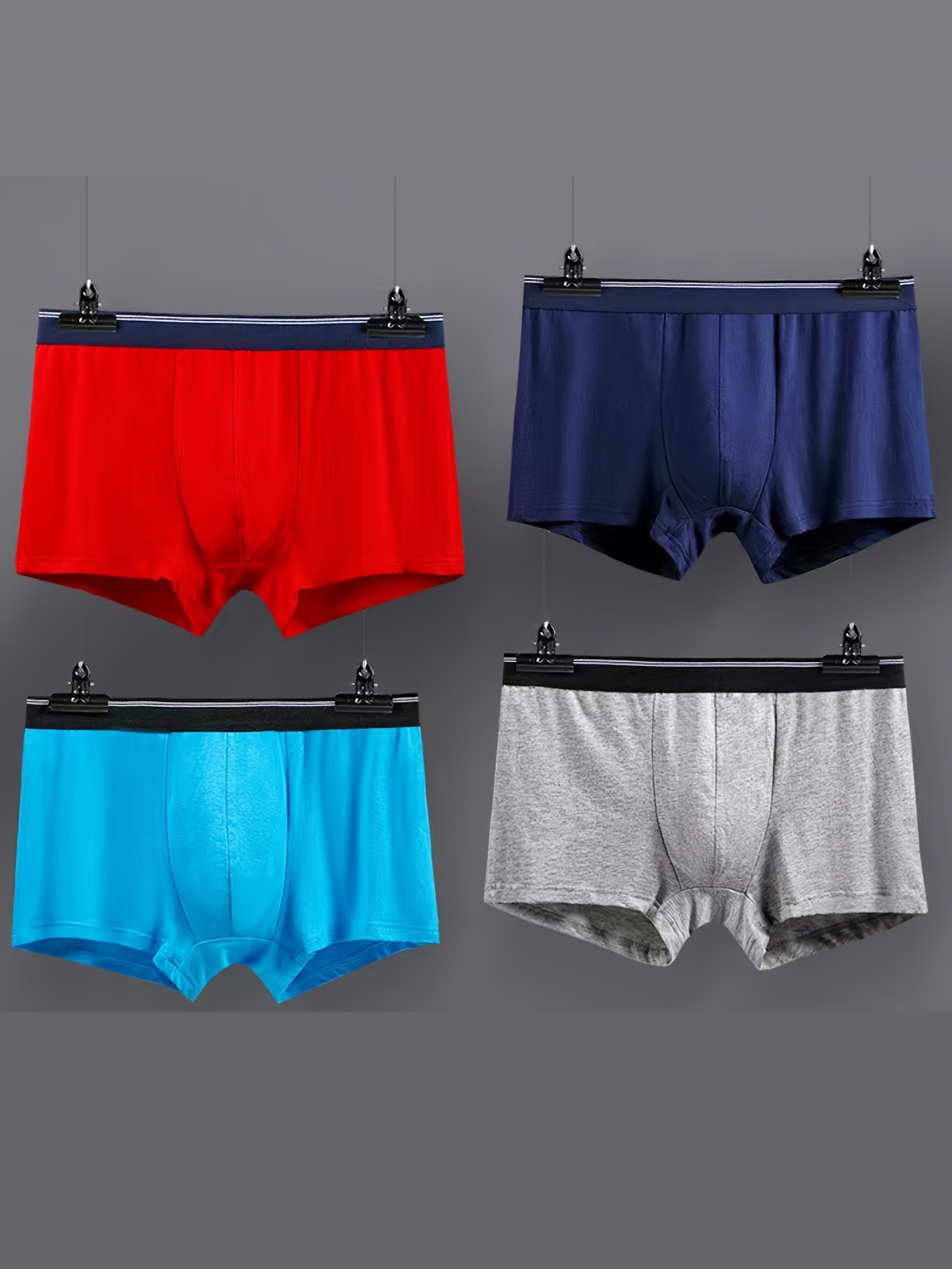 Men's Breathable Comfortable Soft Stretchy Plain Color Boxer - Temu