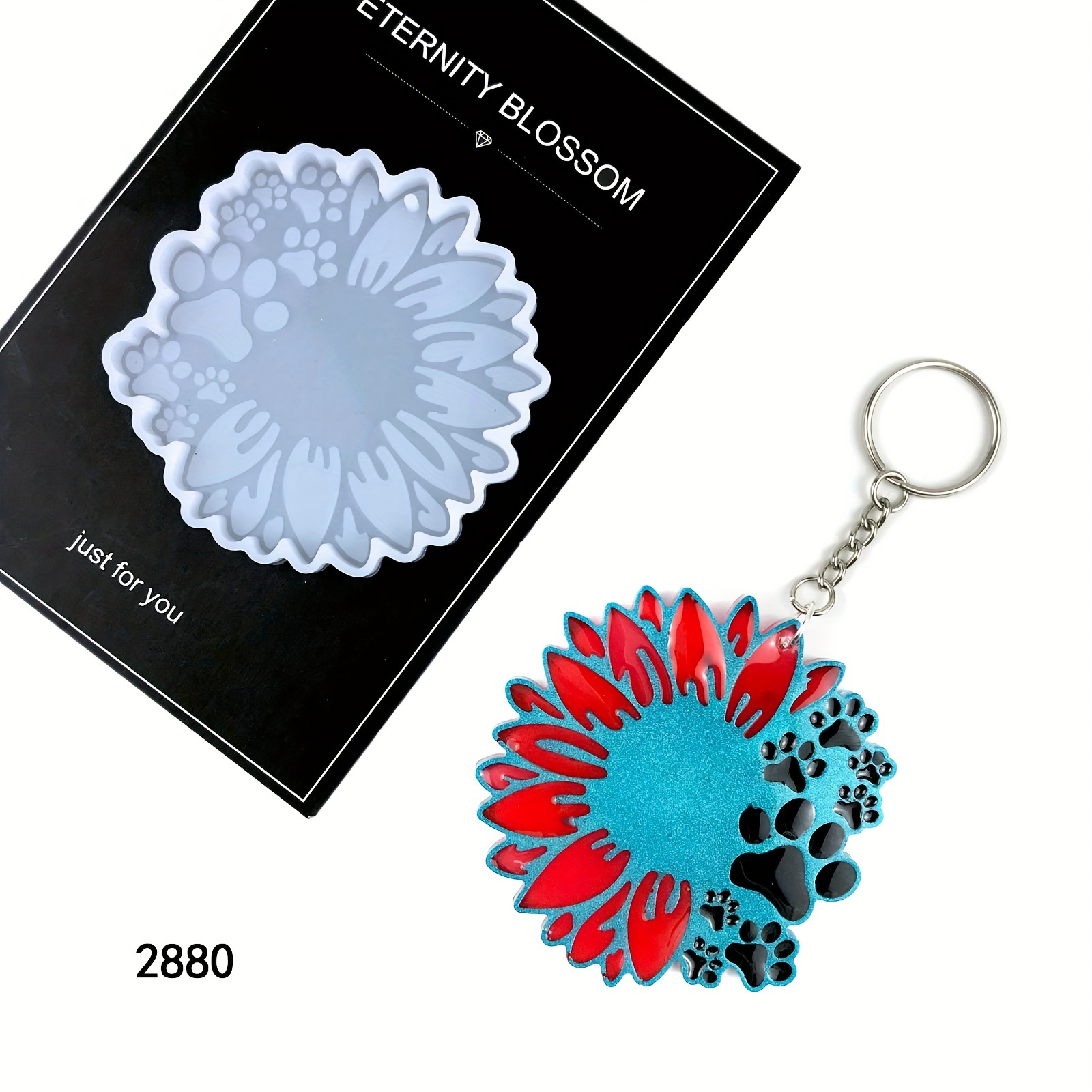 Epoxy Resin Feather Sunflower Keychain Pendant Silicone - Temu