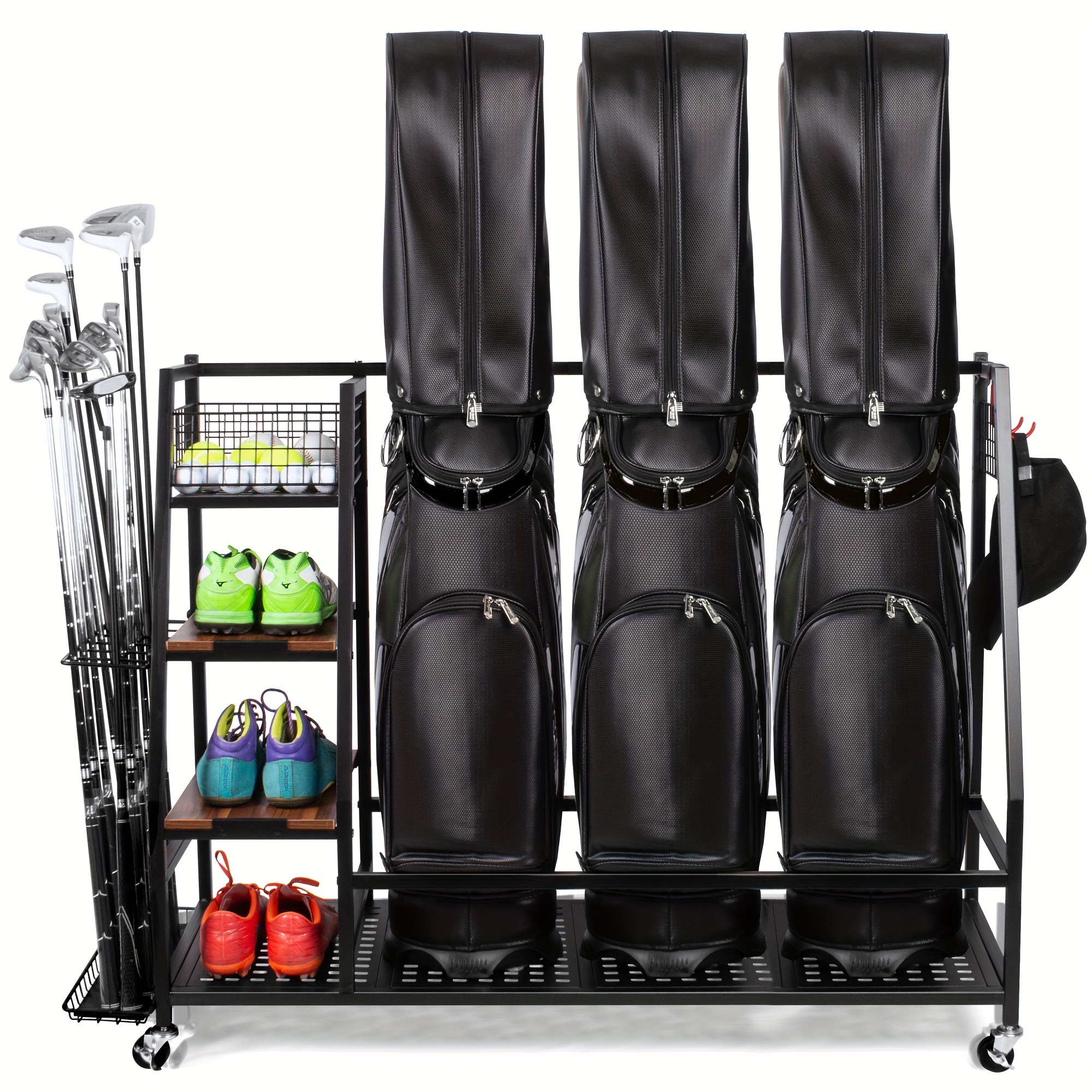 Golf Bags Storage Rack Golf Bag Organizer Fits 2 3 Golf Bags - Temu