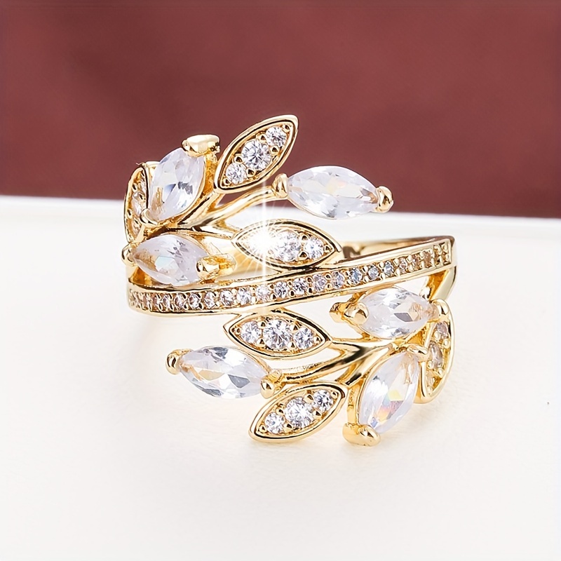 Women's Elegant Olive Branch & Leaf Ring, K Plated