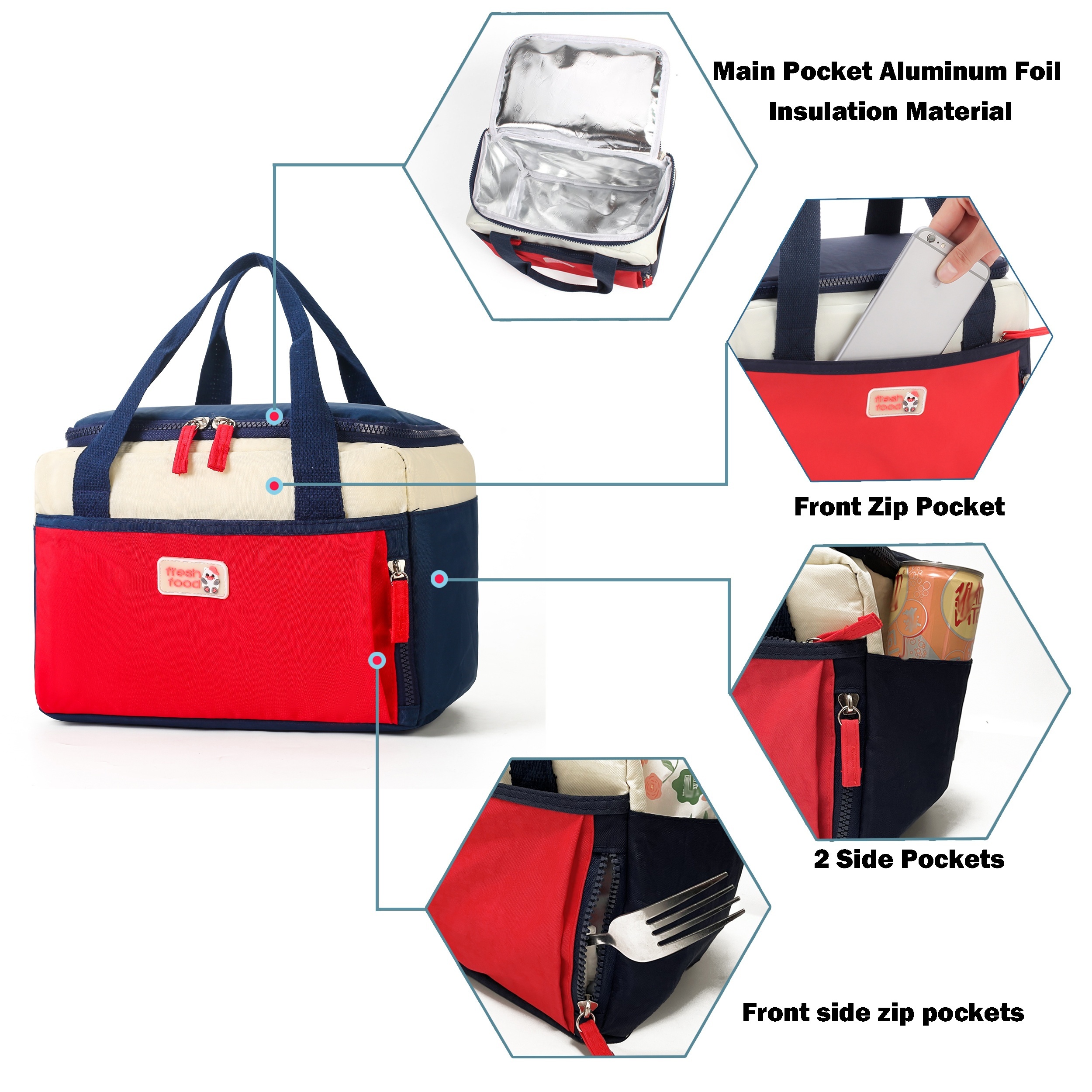 Insulated Lunch Box - Durable Insulated Lunch Bag Reusable Adults