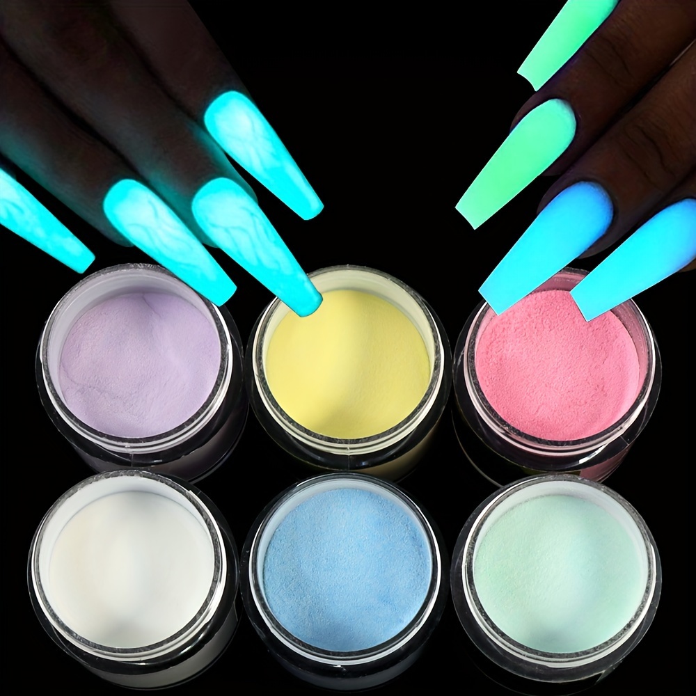 Black Friday 6 Box Glow In The Dark Nail Powder Luminous Chrome Pigment  Dust Phosphor Green and Blue Light Glitter For Colorful Nail Art Decoration