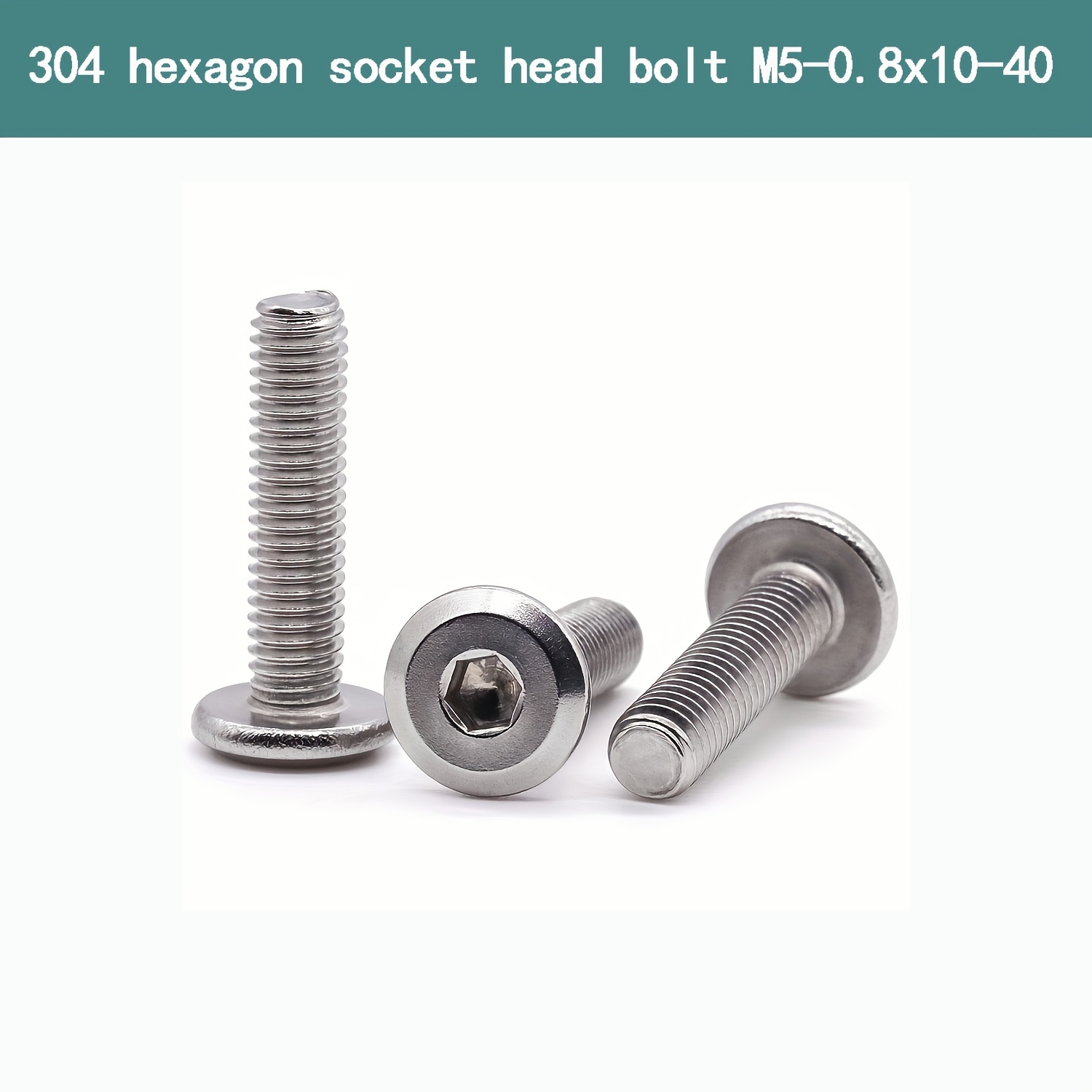 M5 0 8 X 10 40mm Thread Length Furniture Screw Connecting Bolt 40 50 Flat  Round Head Hexagon Socket Head Screw 304 Stainless Steel 18 8 Full Thread -  Business, Industry & Science - Temu Portugal