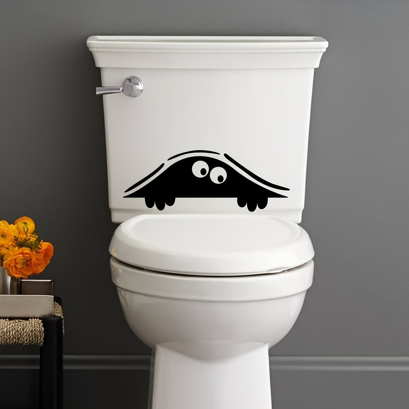 1pc Funny Toilet Decor Sticker Black Cartoon Self Adhesive Semi Permeable  Water Resistent Wall Stickers Wall Decor For Home Bathroom Shower Room  Decor 7 32x2 87inches | Shop The Latest Trends | Temu