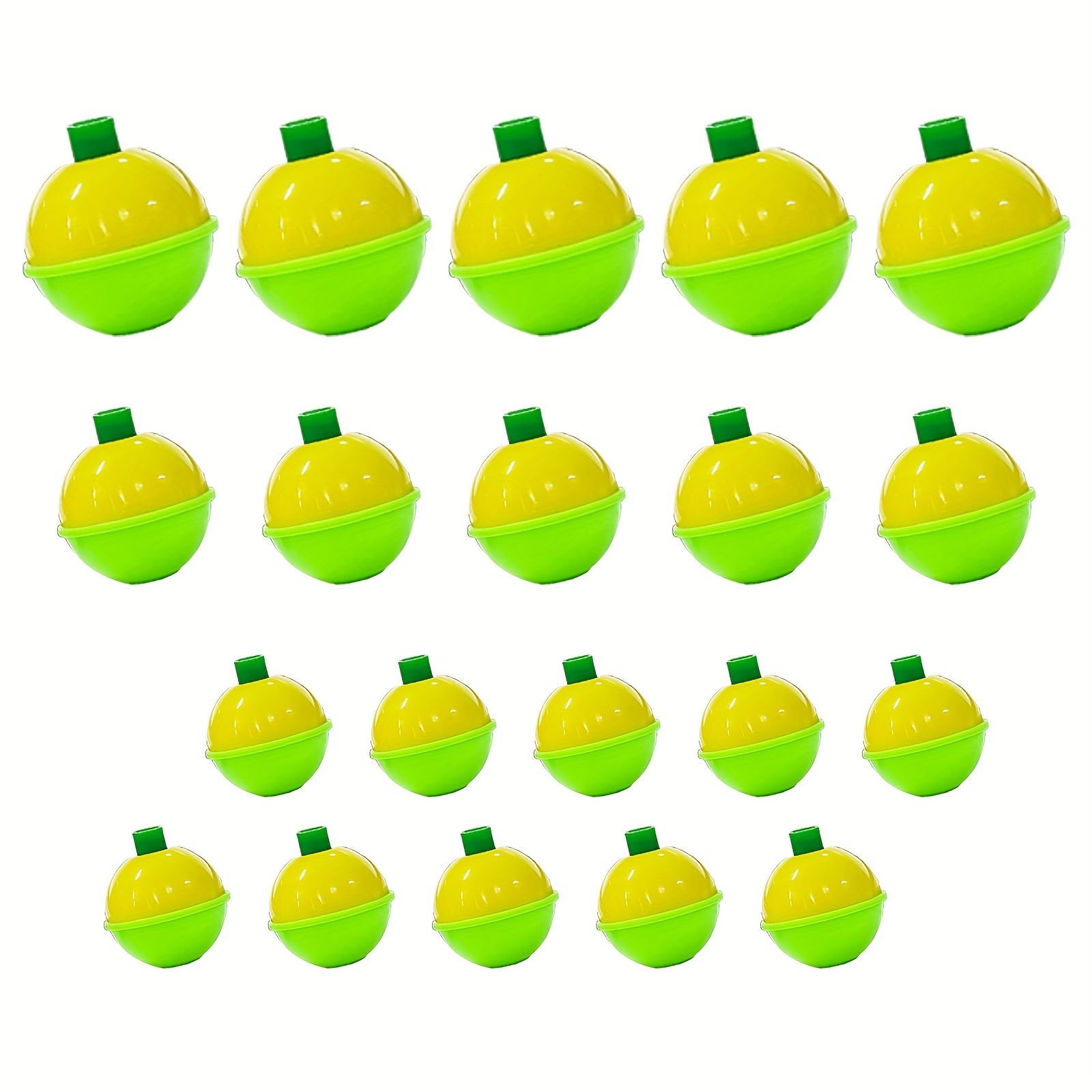 10-PACK - 2 inch ROUND - ORANGE & YELLOW - Snap-On Fishing BOBBERS corks  tackle