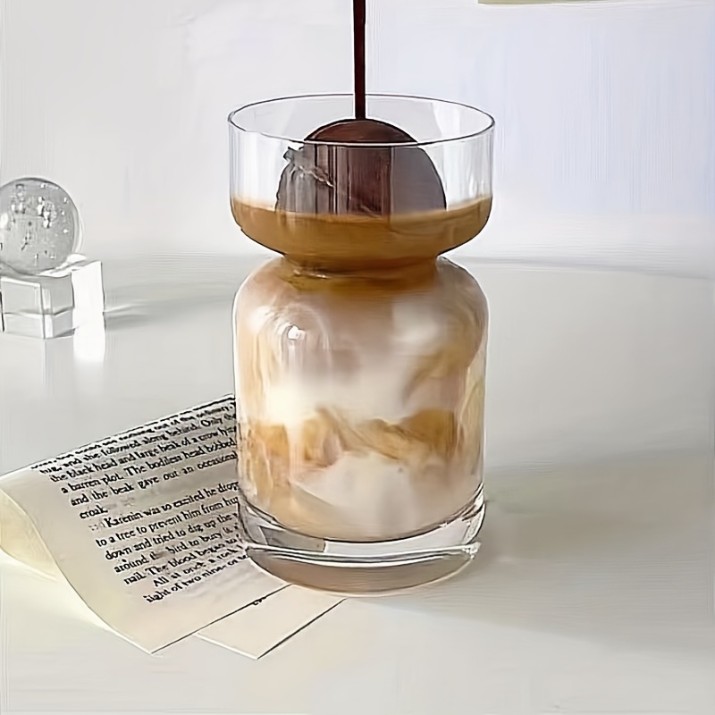 Hourglass Glass Cup with Straw