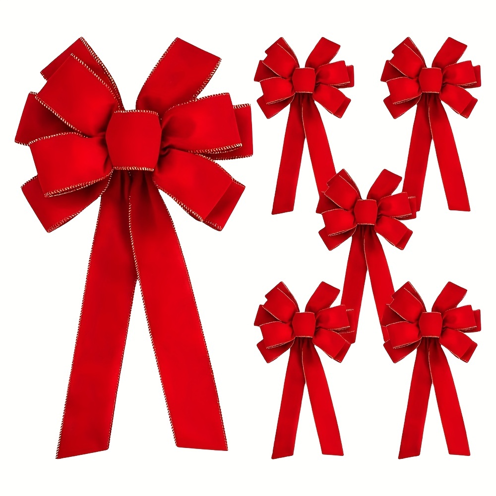 In Stock Large Red Velvet Christmas Ribbon Bow - Temu