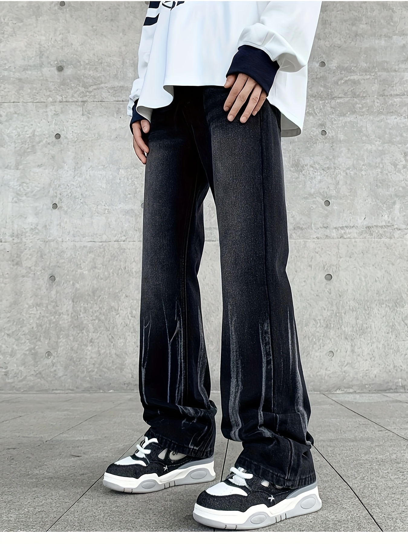 Fashion Boys Straight Cotton Blend Casual Leg Skinny Trousers Korean Mens  Pants