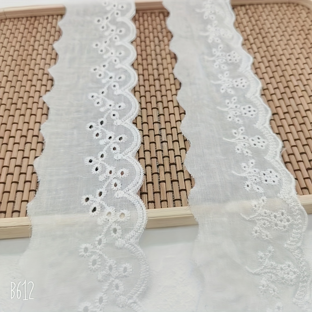 Lace Ribbon Sewing Lace Trim, White Flower Lace Ribbon Trim, Embroidery  Applique Fabric Crafts for Home Wedding Decoration (7 Yards)