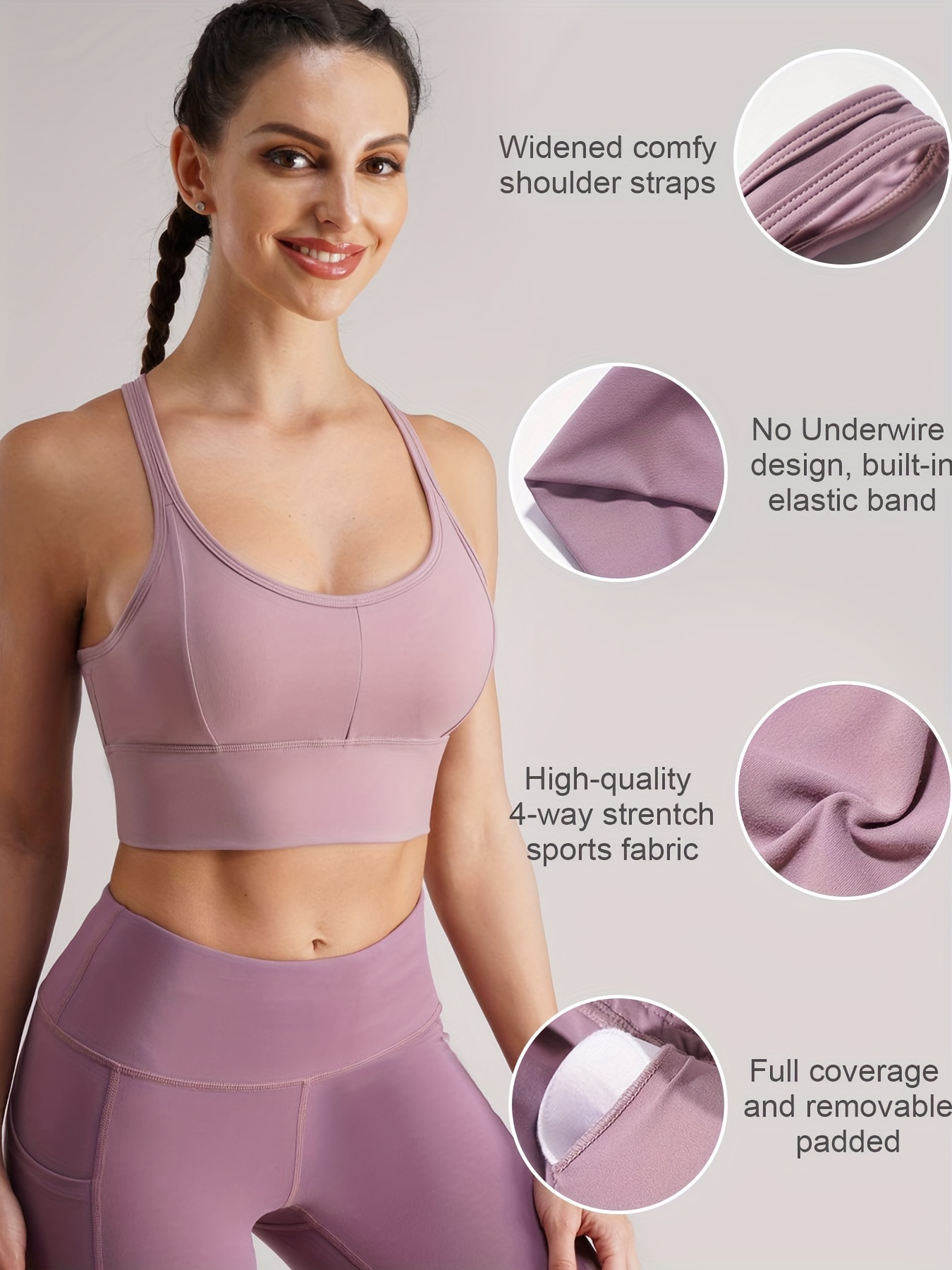 Sports Bras for Women Padded Non Removable Wireless