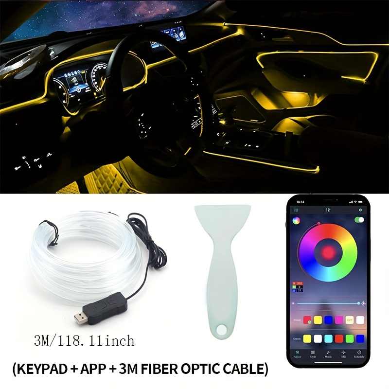Car Interior Rgb Led Light Strip Ambient Neon Invisible - Temu