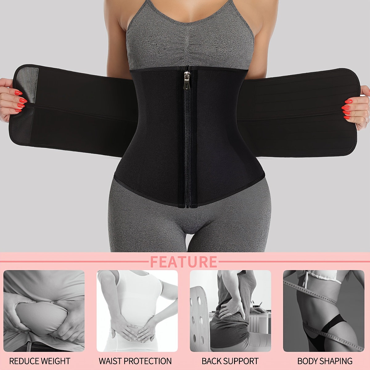 Amdohai Waist Slimmer Belt Lower Back and Lumbar Support Waist Cincher  Trimmer Slimmer Abdominal Trainer Body Shaper Belt