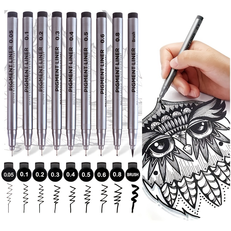 9pcs Drawing Pens Set, Art Pens, Ink Pens For Drawing, Sketching