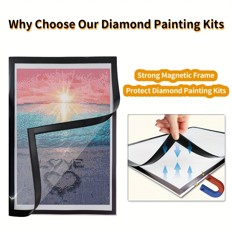  4 Pack Diamond Painting Frames Magnetic Diamond Art Frames  11 X 11 Inch/ 28 X 28 Cm Self Adhesive Frames For Diamond Painting Pictures  12 X 12 Inch/ 30 X 30 Cm Canvas Decorations Accessories