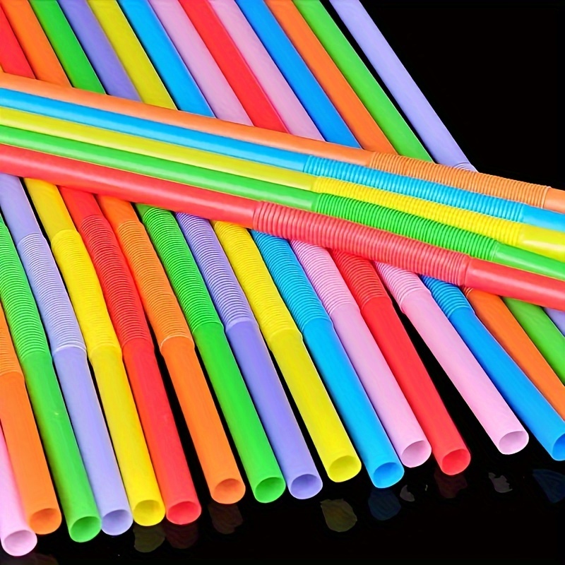 Okuna Outpost 300 Pack Long Bendy Drinking Straws, Disposable Flexible  Straw for Milkshakes, 4 Colors, 17 in