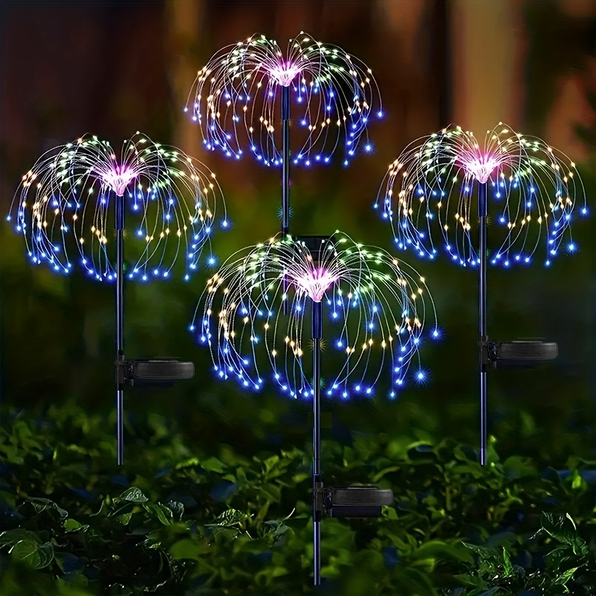 1pc 210LEDs Solar Fireworks Lights Outdoor Waterproof, Solar Garden Lights  Outdoor 8 Lighting Modes With Remote Control, 60/160 LED DIY Starburst  Fairy Lights For Patio Christmas Party Yard Decorative