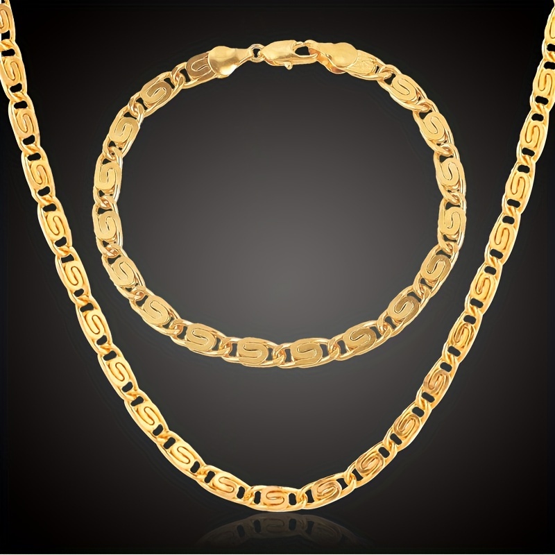 Popular Fashion Big Gold plated Copper Chain Flat Bracelet - Temu