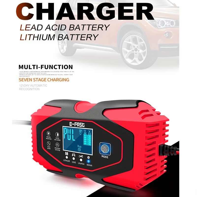Chargeur et mainteneur de batterie automobile 12 V 6 A/24 V 3 A Écran LCD