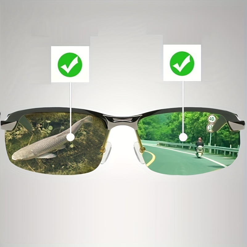 Men's Vintage Photochromic Lenses Square Frame Polarized Sunglasses