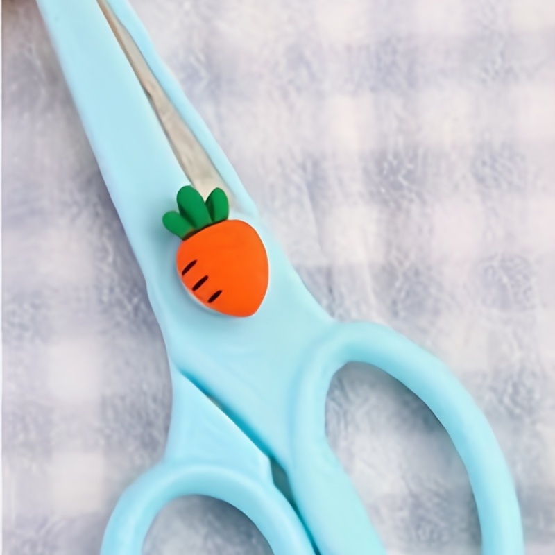 Green/orange Child Safety Scissors Cartoon Style Anti-pinch Elastic Plastic  Paper-cutting Scissors 1pc