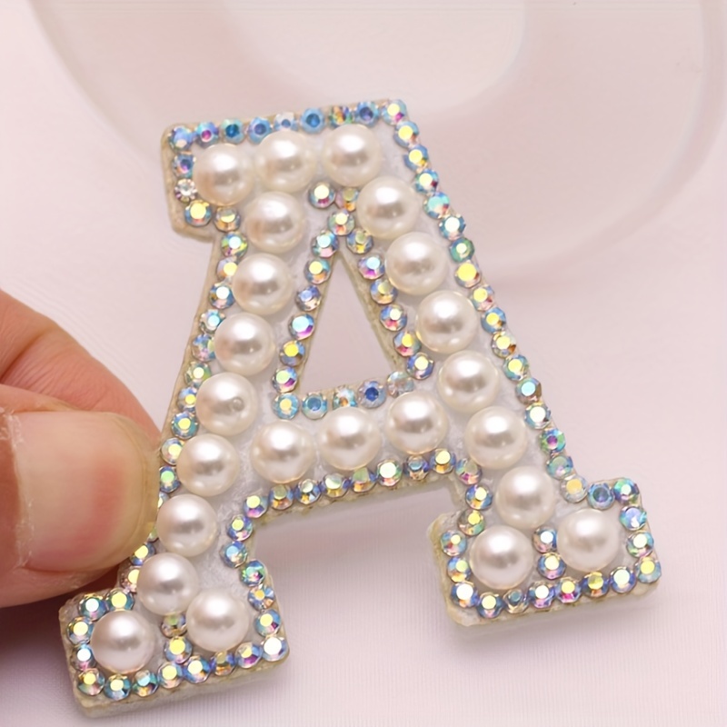Letter Faux Pearl Rhinestones Patches Letter Embroidery - Temu