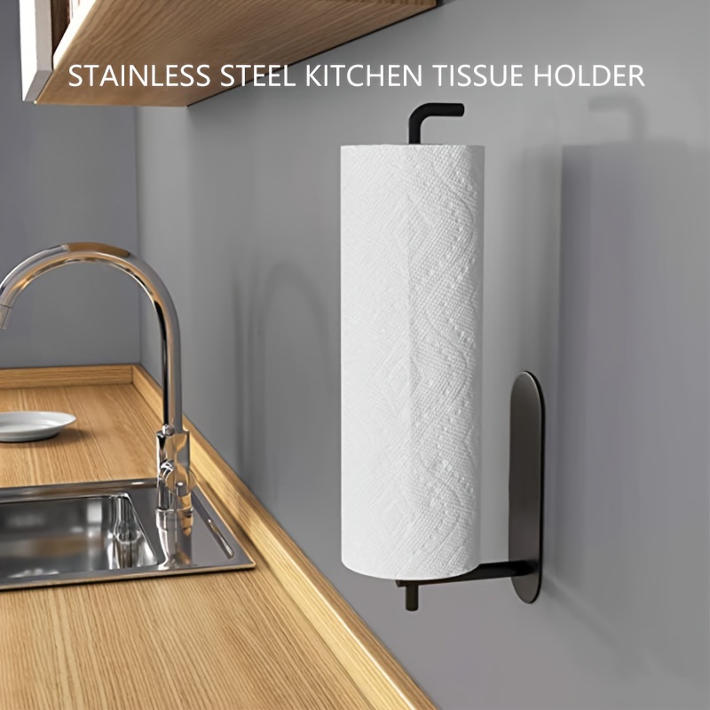 Punch-free Paper Towel Holder Plastic Self Adhesive Kitchen Under