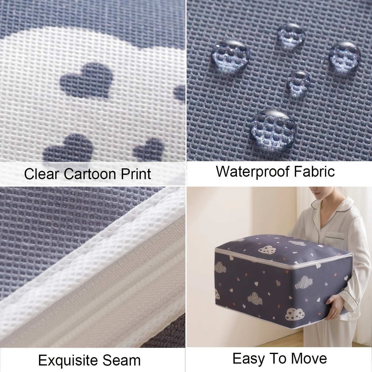 Cartoon Pattern Large Capacity Organizer Zipper Dustproof Container