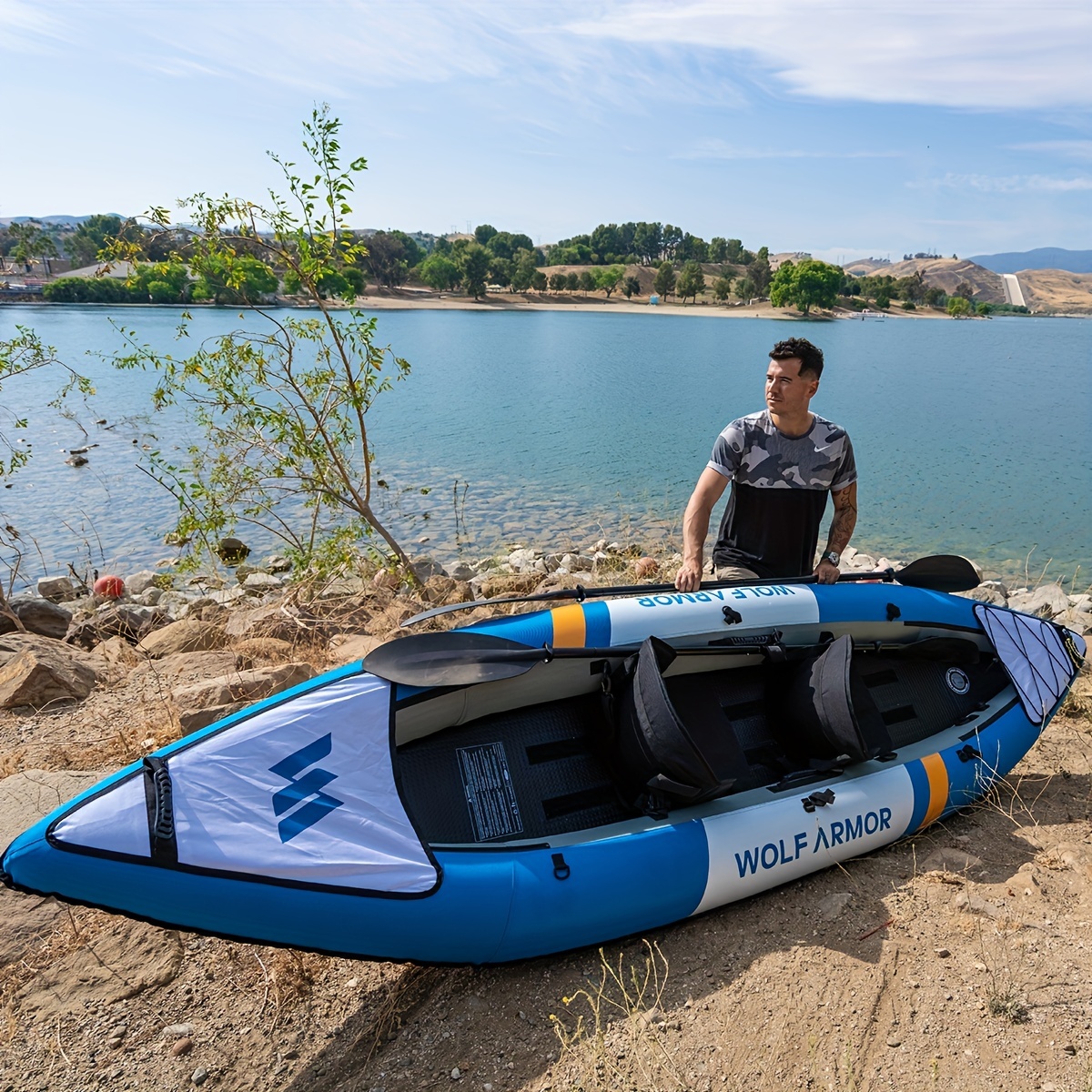 Inflatable Recreational Touring Kayak with EVA Padded Seats, 2 Person  Tandem Inflatable Kayak with All The Accessories, Lake, River, and Ocean  Kayaks