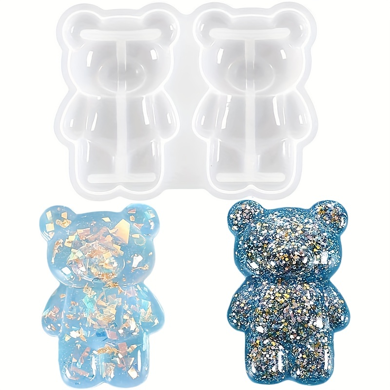 WYBG Paquete de 2 moldes de silicona para hielo, moldes de gomitas de oso  de chocolate, bandejas de cubitos de hielo de oso 3D, molde en forma de oso