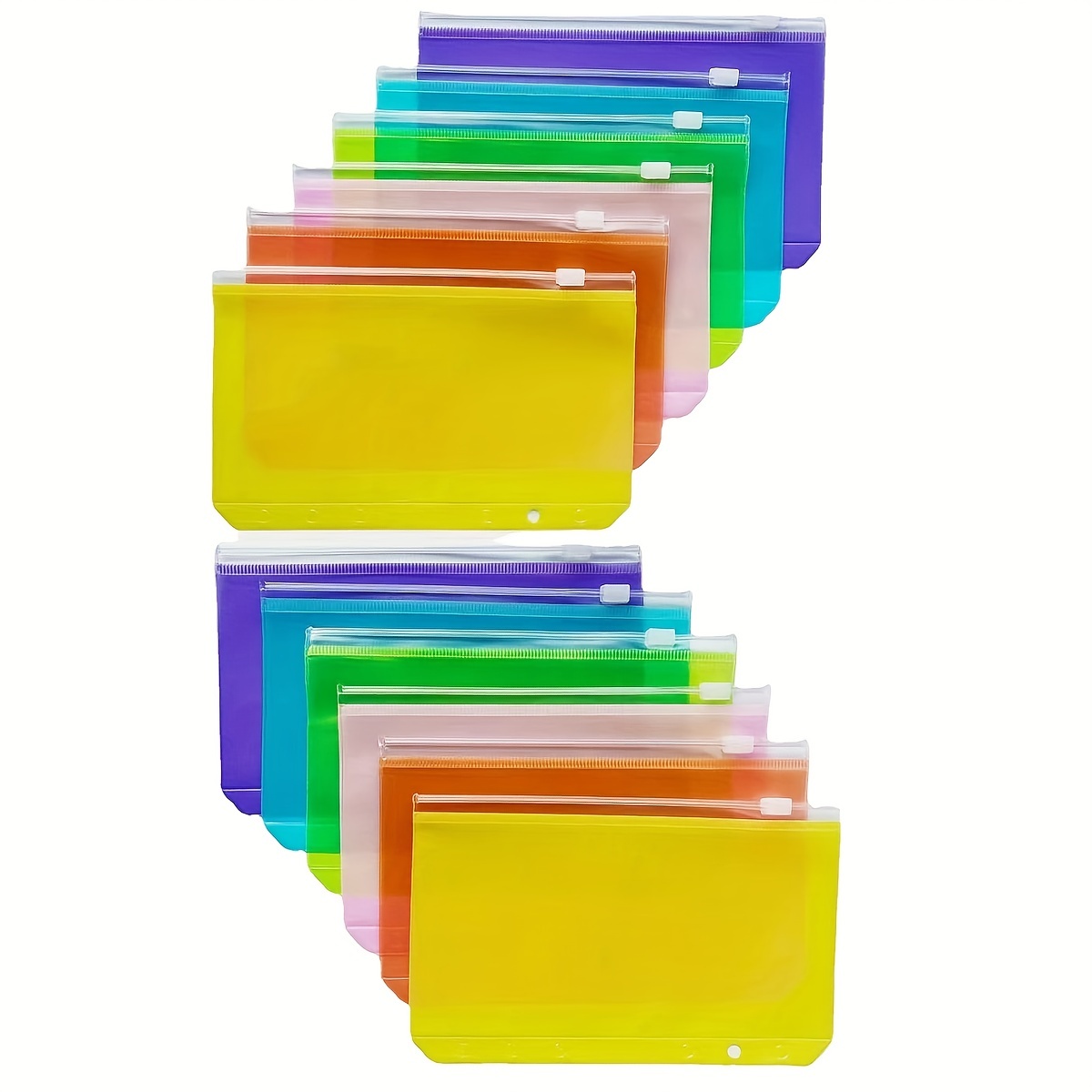 

New Lh-017 A6 12 Transparent Color 6-hole Binder Zipper Bag