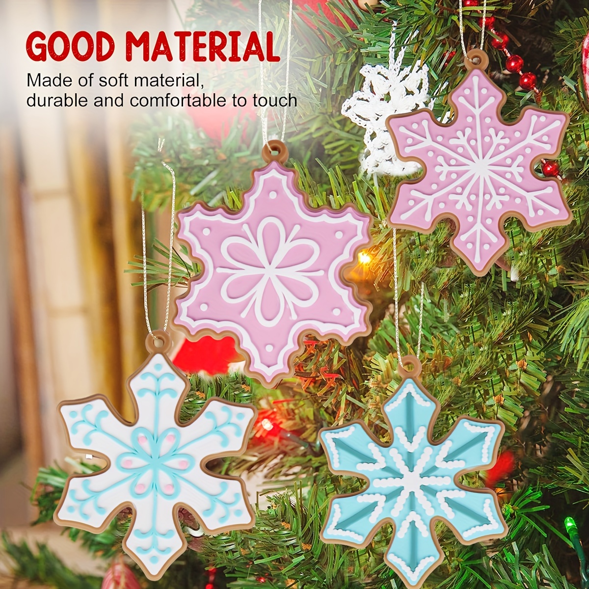 2PCS Transparent Pink Blue Acrylic Snowflakes Christmas Crafts