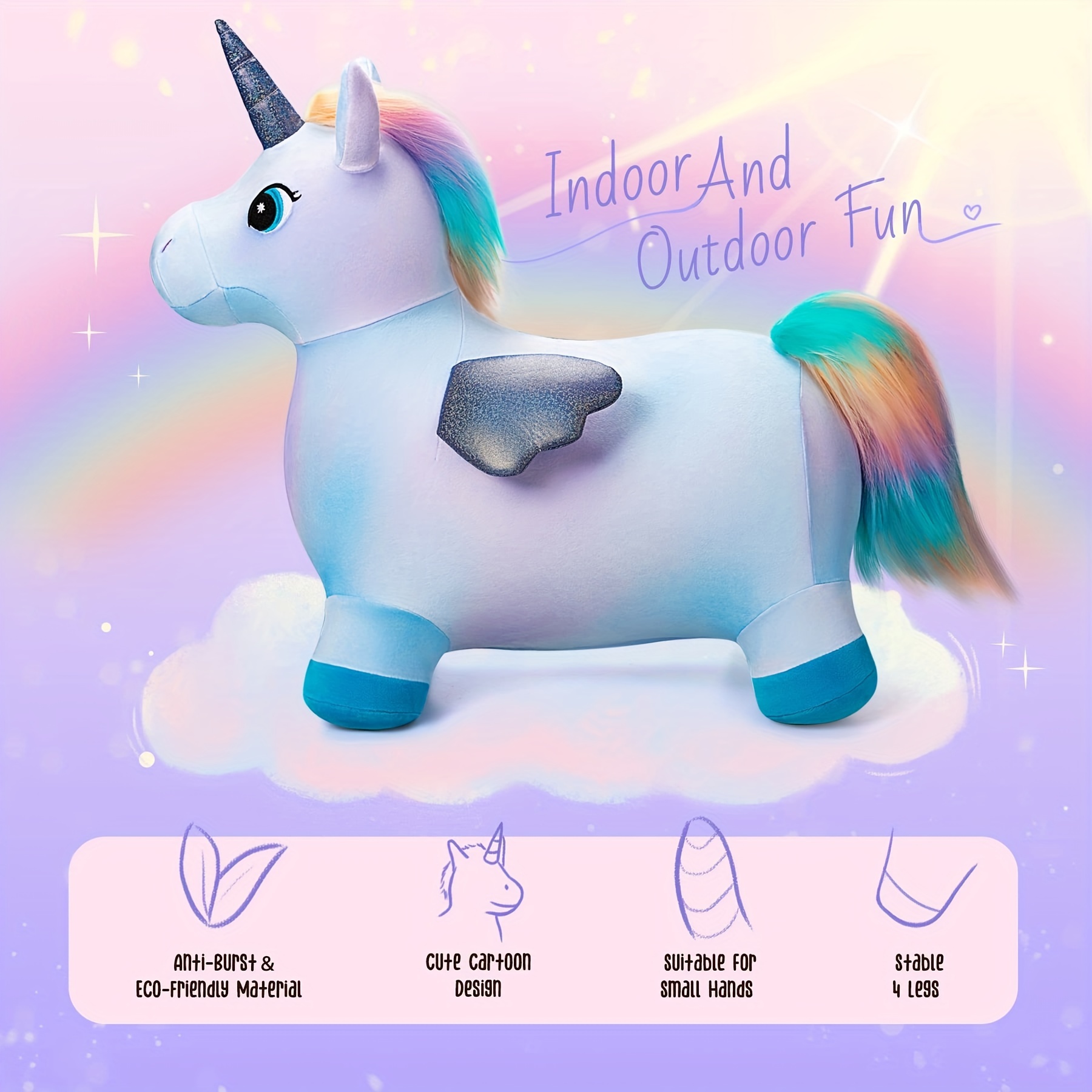 Juguete saltador para niños de 18 para exteriores, unicornio