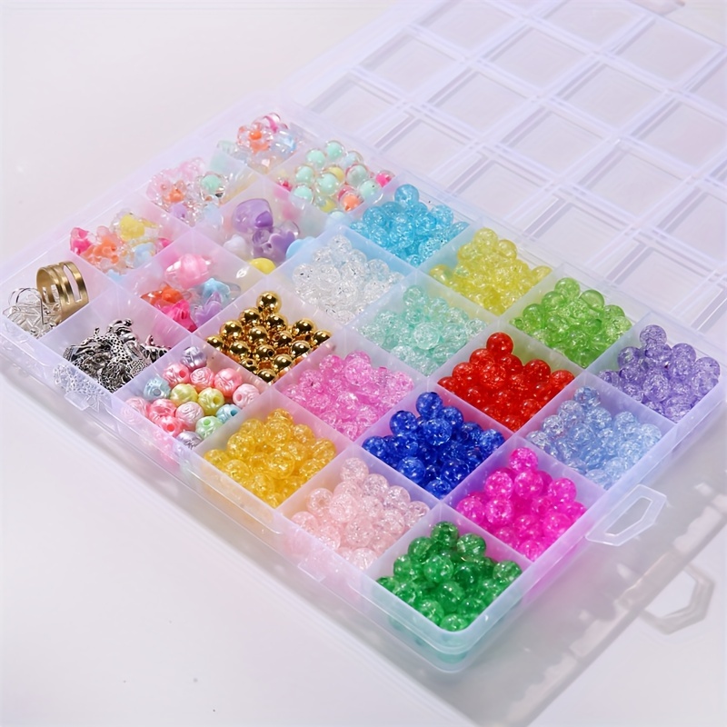 Diy Acrylic Beading Kit Cute Colorful Beads Bracelet Making - Temu