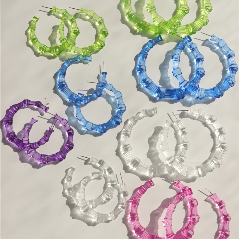 Colorful Transparent Acrylic Circle Hoop Earrings