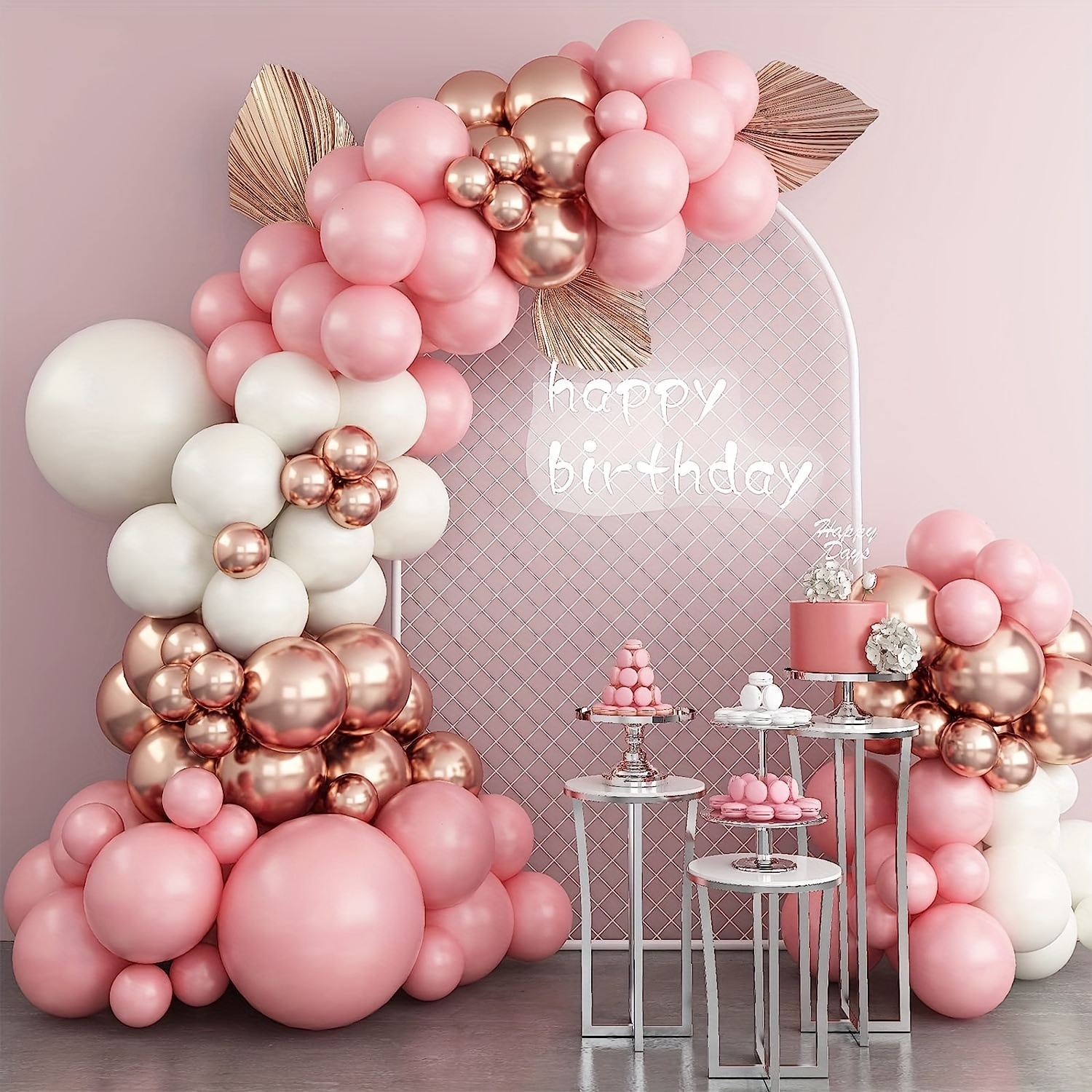  PartyWoo Globos rosa y dorado, 50 globos rosas, globos dorados, globos  rosa pastel y globos de confeti para guirnalda de globos y arco de globos :  Hogar y Cocina