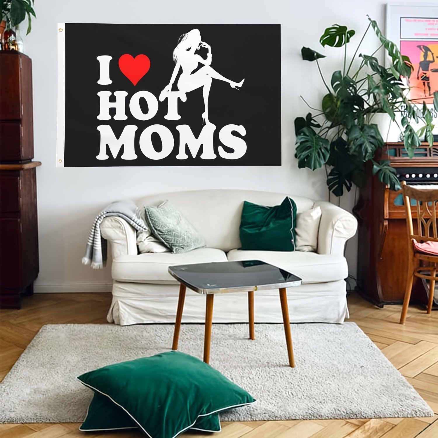 I Love Hot Moms Flag 3x5 ft Outdoor, Heavy Duty I Heart Hot Moms
