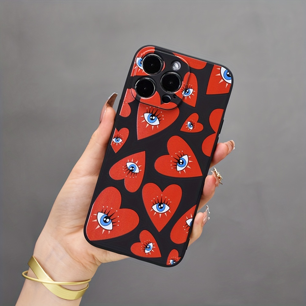 Funda Teléfono Silicona Patrón Gráfico Corazón Roto Púrpura - Temu