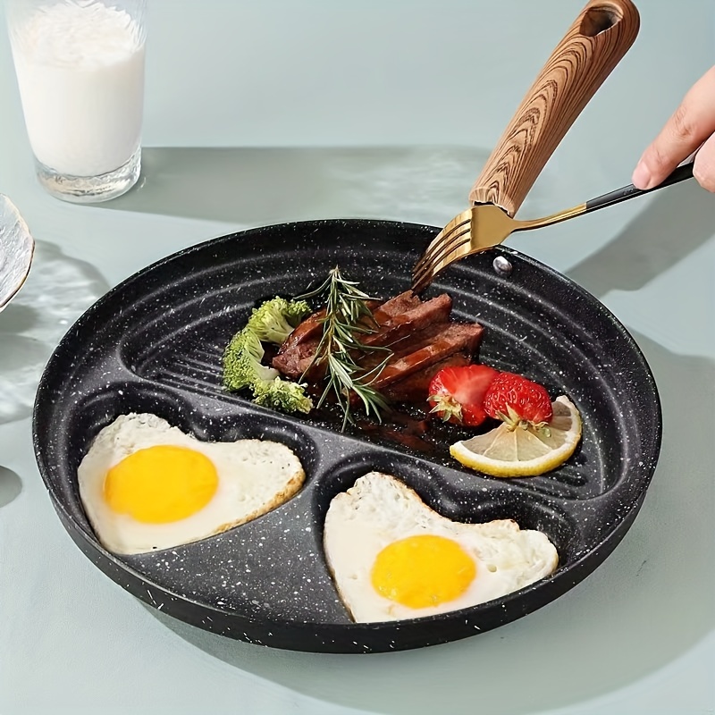 Square Frying Pan, Medical Stone Fried Egg Pan, 3 Section Pancake