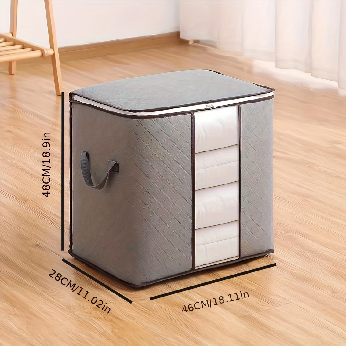 large clothes storage bag clothes organizer with handle clear window storage bins containers for comforters blankets 3