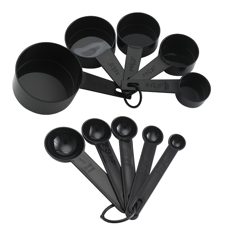 Measuring Tools set Measuring Spoons Kitchen Cook Black Plastic