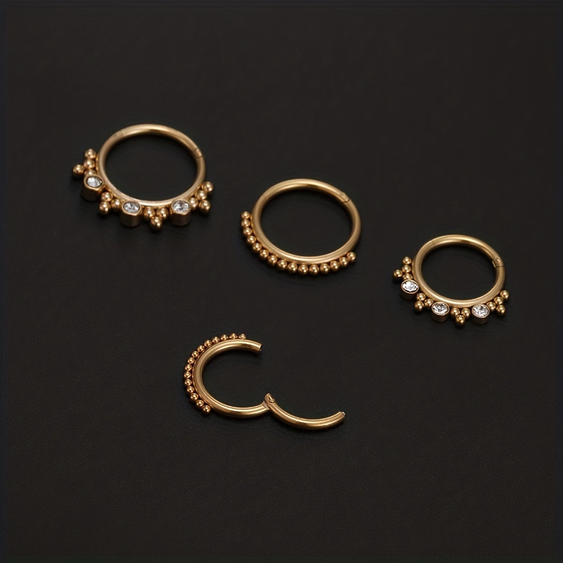 Men's 316L Stainless Steel Zircon Nose and Ear Piercing Ring