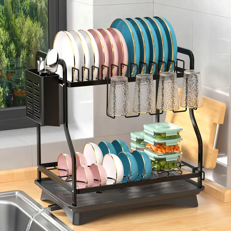 Dish Rack 2 tier Dish Rack Dish Strainers For Kitchen - Temu