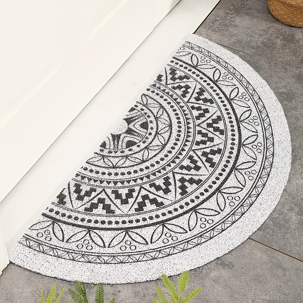 

1pc Creative Geometric Pattern Semicircular Door Mat, Comfortable, Non-slip, Water-absorbent And Stain-resistant Area Mat, For Living Room, Bedroom, Corridor And Kitchen, Hand Washable, Home Decor