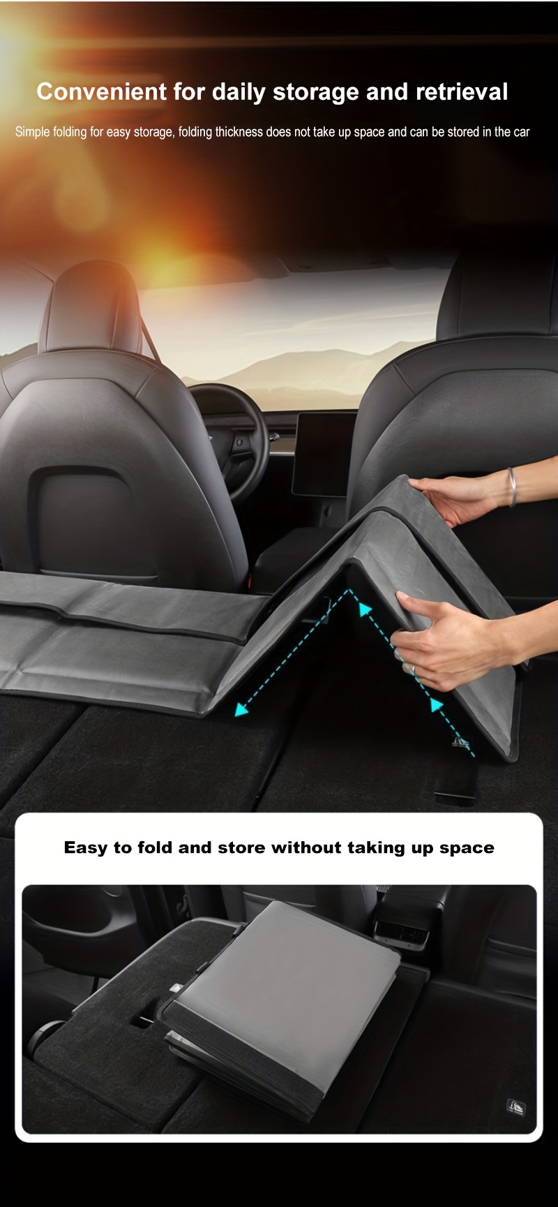 Car Travel Bed Mattress For Tesla Model Y 2019-2023 Leisure Memory Foam  Camp Folding Rear Seat Bed Sleeping Pad Car Accessories