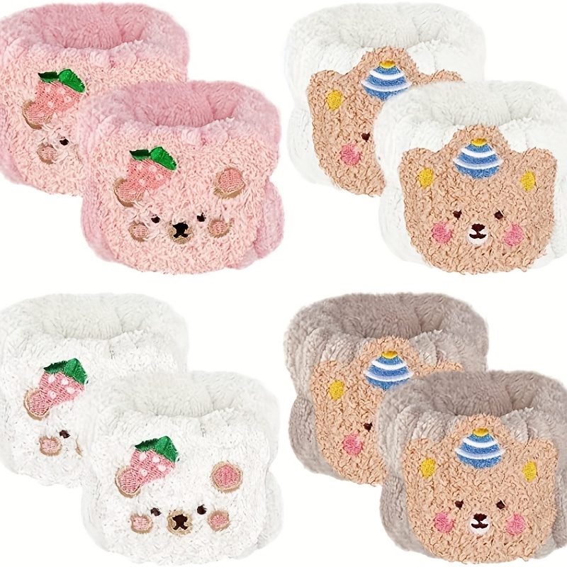 8 Pcs Cartoon Wrist Wash Towels Face Spa Wristbands