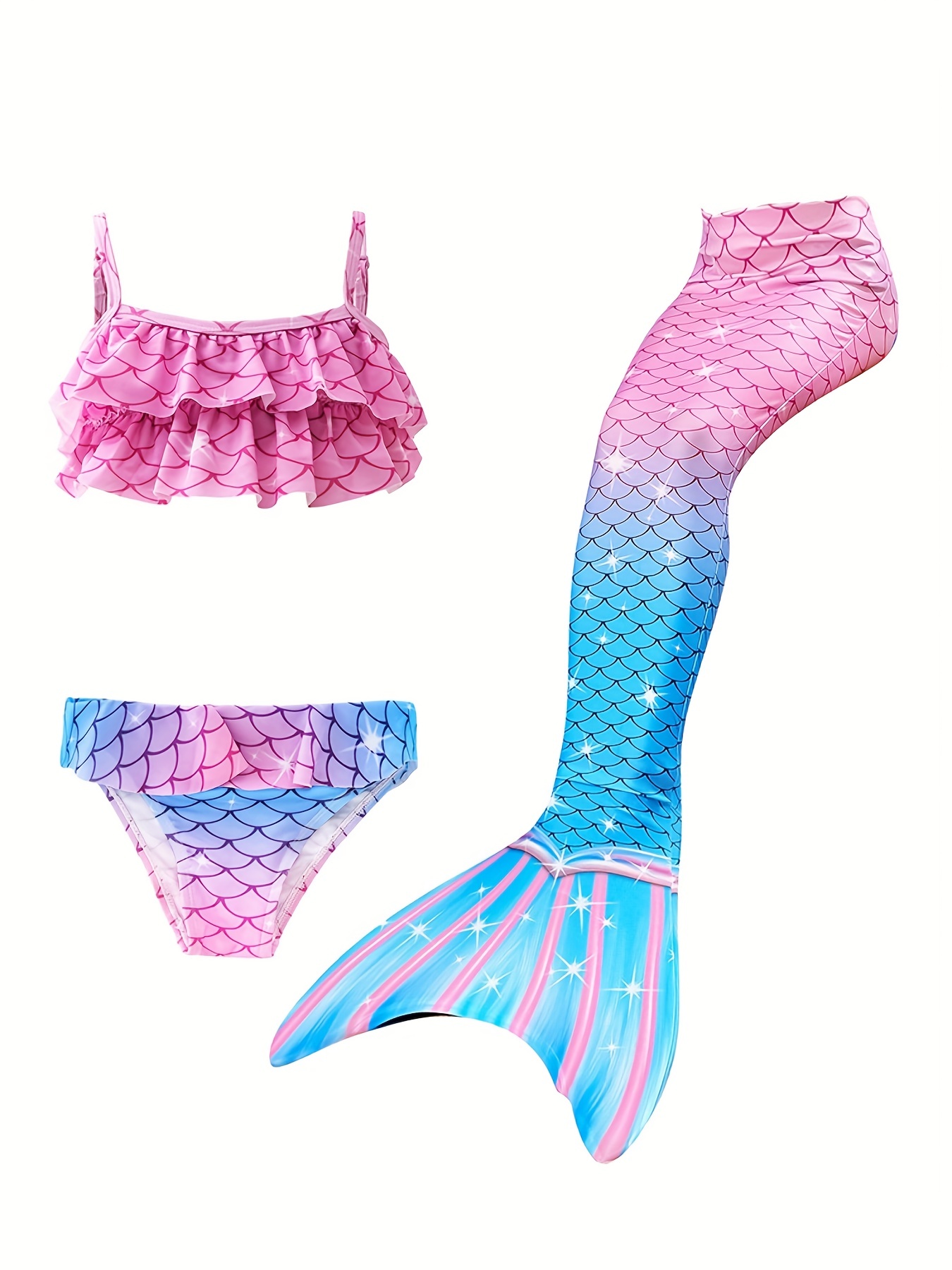 Baby Girls Little Mermaid Tail Costume Bikini Set Swimwear