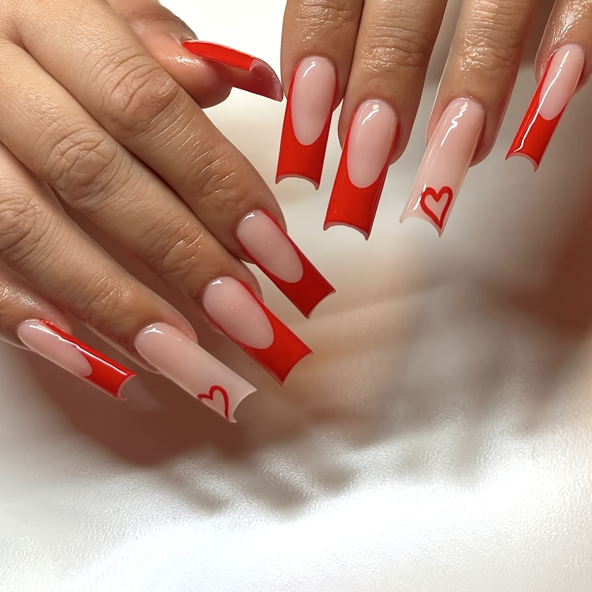 Stylish Red and Nude Nail Design