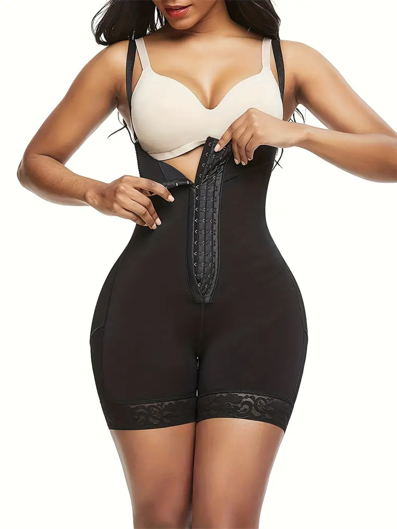Women's Simple Shapewear Bottoms, Plus Size Lace Trim Zipper Crotch Tummy  Control Hip Enhancer Slimming Shapewear Shorts, Free Shipping For New  Users