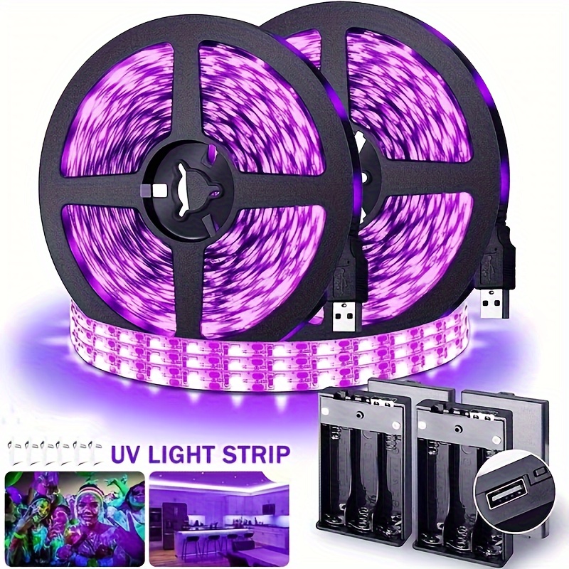 Black Light Strip Usb Plug Battery Box Adhesive Black Light - Temu